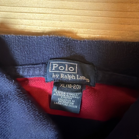 Polo By Ralph Lauren  Blue Red Striped Short Sleeve Size Youth XL 18-20 - Picture 3 of 6